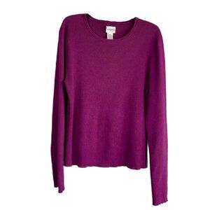 CHICO'S Scoop-Neck Silk Long-Sleeve Sweater - Size 2 (L)